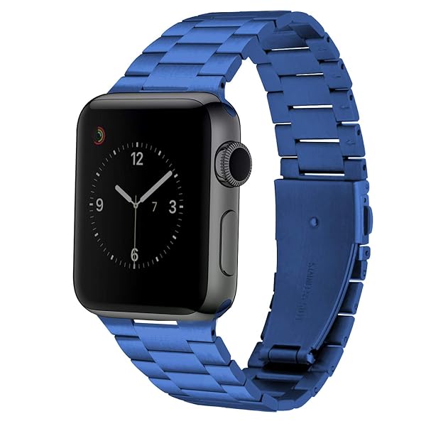 Juntan Juntan Stainless Steel Watch Straps for Apple Watch 42mm 44mm Replacement Band for iWatch Series 6 5 4 3 2 1 SE Sport Blue