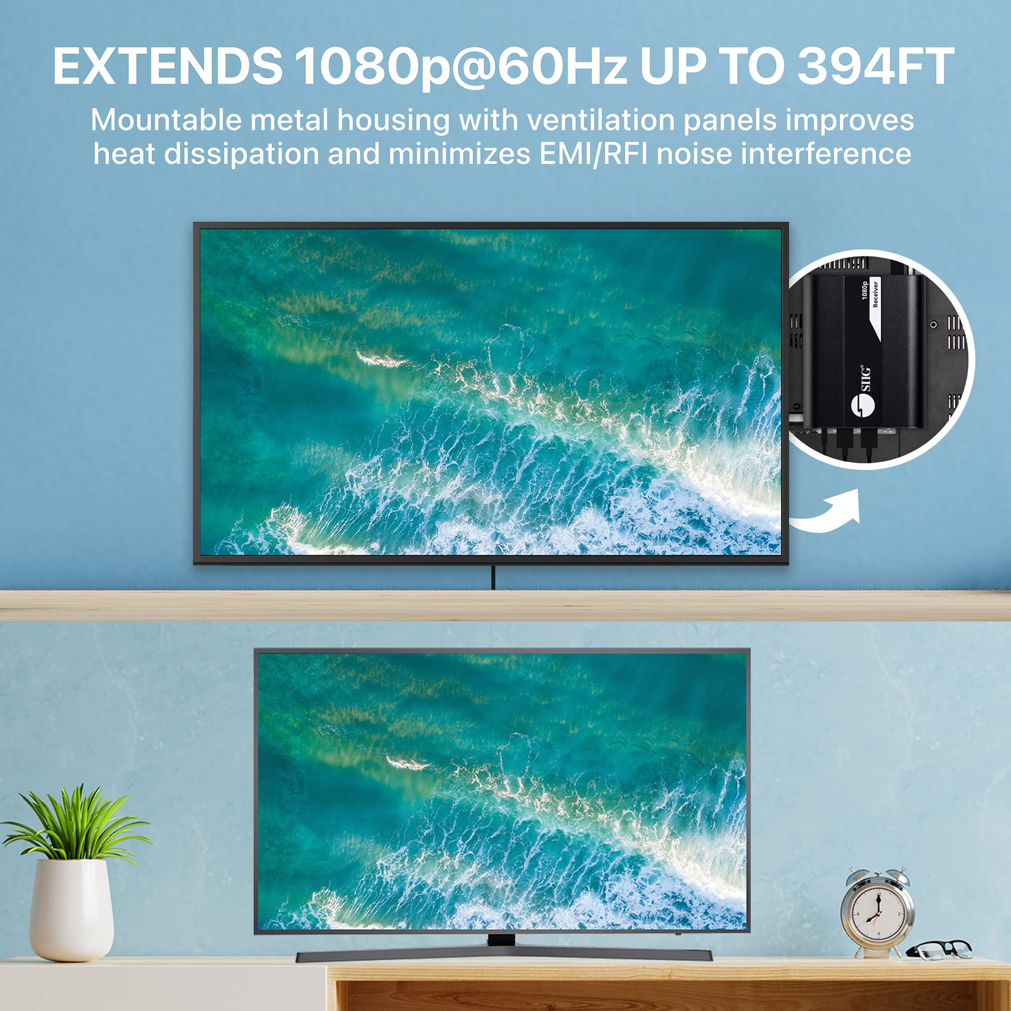 SIIG SIIG 1x4 HDbitT Splitter Extender Kit 1080p 394ft IR Pass-Through Direct Connection Cascade More Receivers via IGMP Switch CE-H26V11-S1 - View 3 of 7