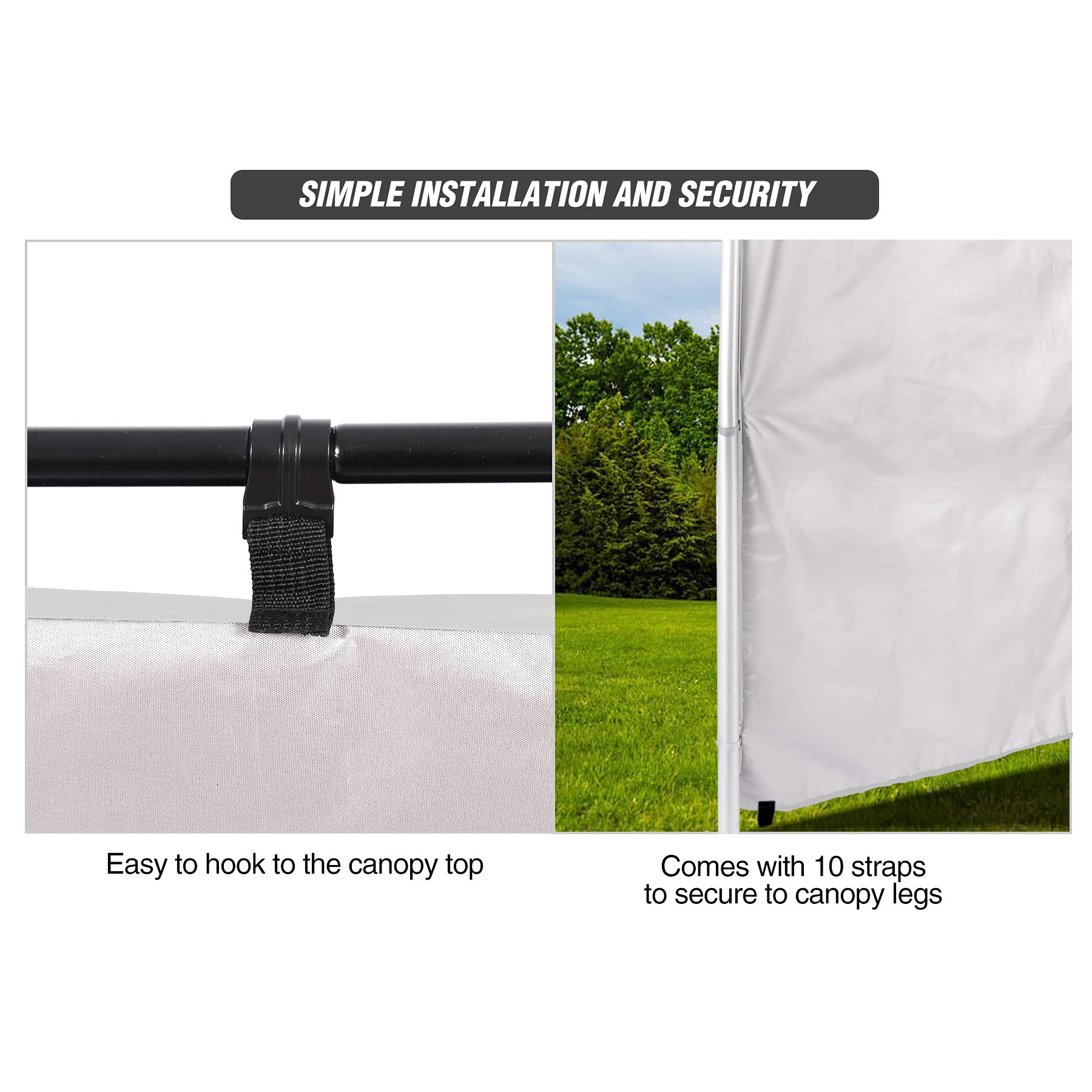 REDCAMP REDCAMP Instant Canopy Sidewall 10x10ft Pop Up Canopy Sunwall White Silver 1 Pack - View 6 of 9