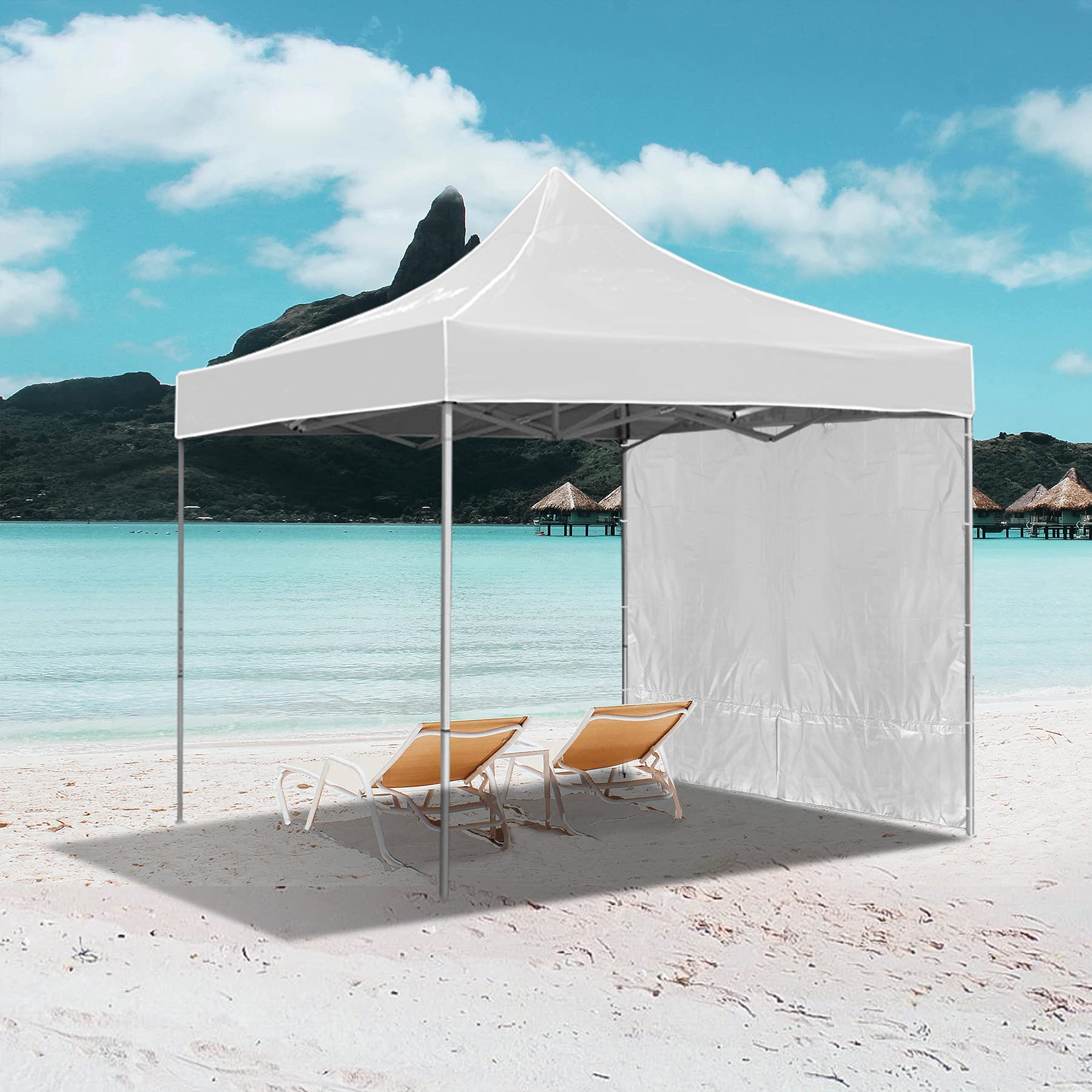 REDCAMP REDCAMP Instant Canopy Sidewall 10x10ft Pop Up Canopy Sunwall White Silver 1 Pack - View 7 of 9