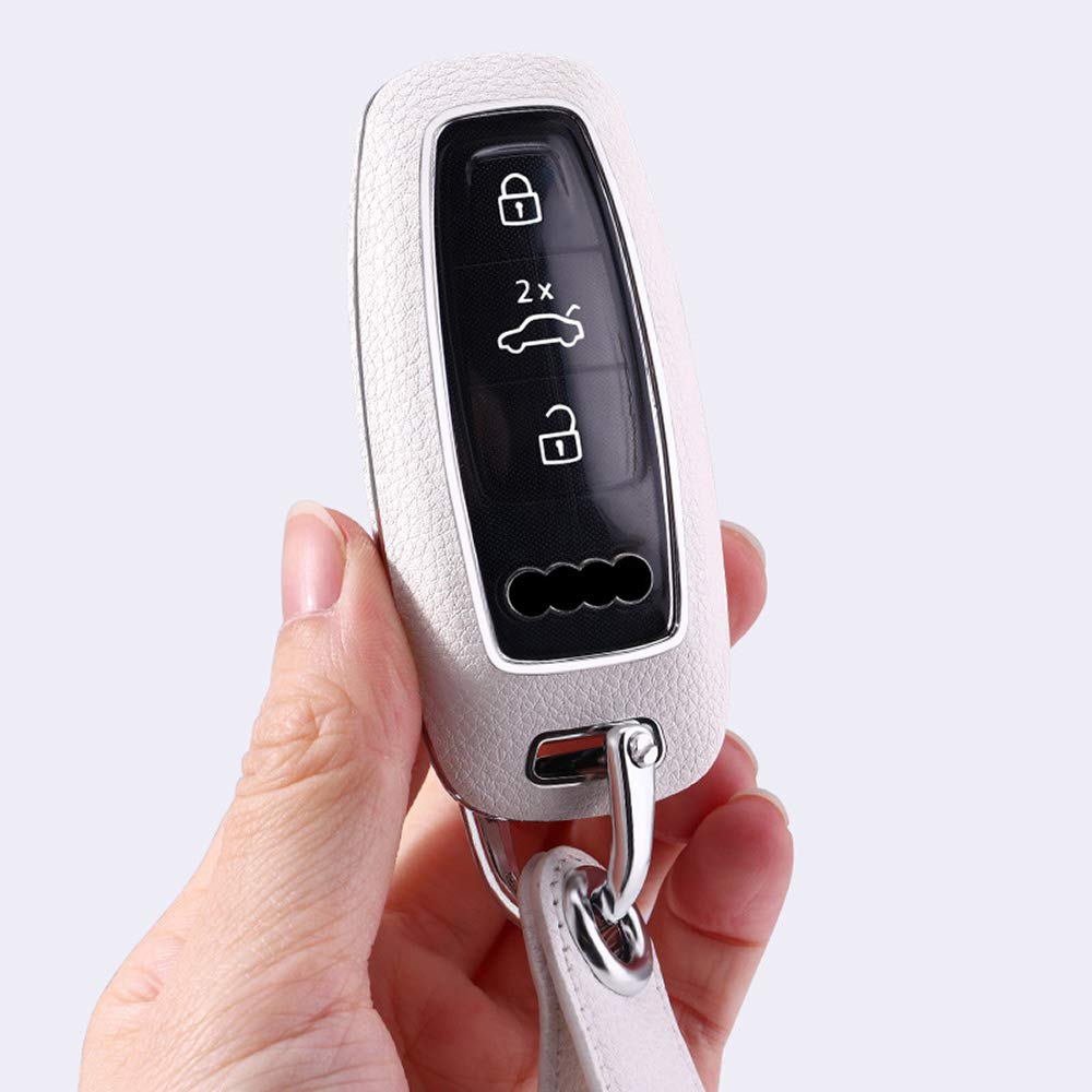 SANRILY SANRILY 3 Button Key Fob Cover for Audi A8 A6 A7 C8 E-Tron 2019 2020 Keyless Remote Holder Lemon Yellow ABS Leather Case with Keychain - View 5 of 9