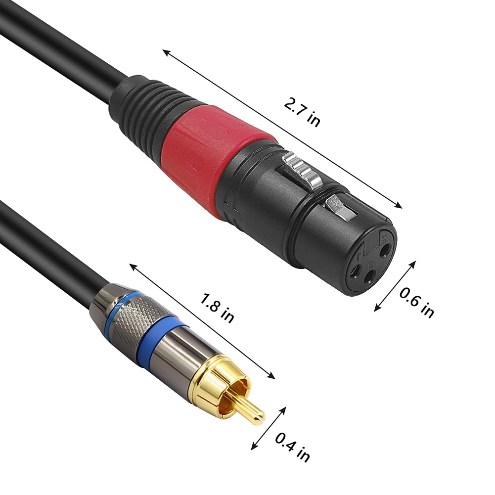 YABEDA Heavy Duty XLR to RCA Cable 3Feet Dual XLR Female to Dual RCA HiFi Stereo Audio Connection Microphone Interconnect Cable - View 4 of 7