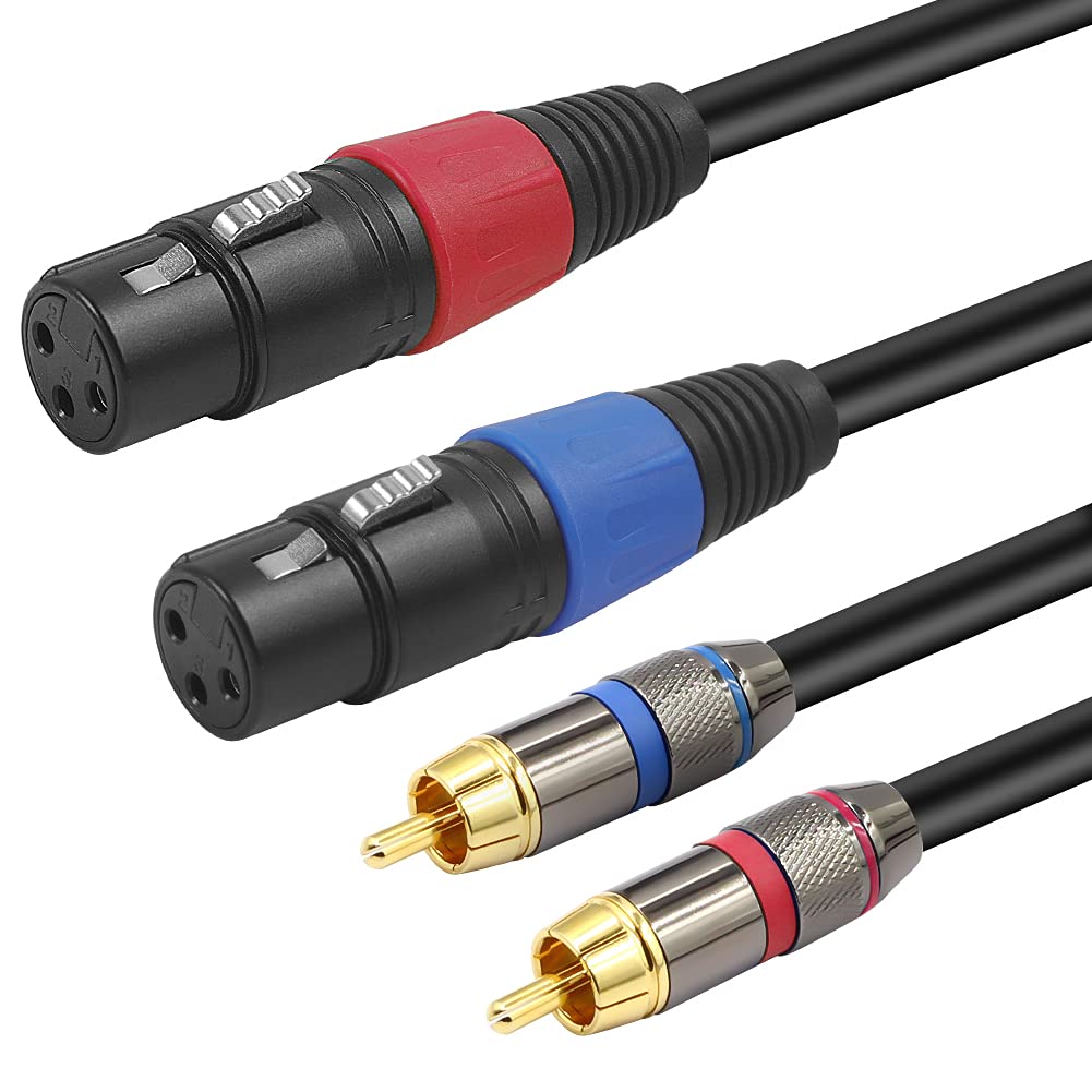 YABEDA Heavy Duty XLR to RCA Cable 3Feet Dual XLR Female to Dual RCA HiFi Stereo Audio Connection Microphone Interconnect Cable