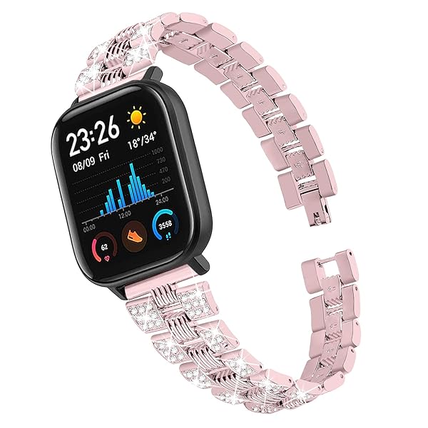 Chofit Chofit Bling Bands for Amazfit GTS GTS2 GTS 2 mini Women's Rhinestone Metal Bracelet Replacement Wristband for Bip Smartwatch - View 3 of 8