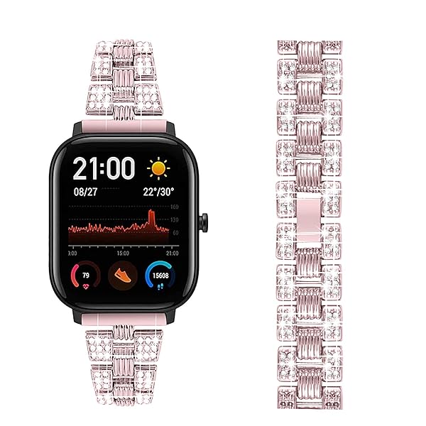 Chofit Chofit Bling Bands for Amazfit GTS GTS2 GTS 2 mini Women's Rhinestone Metal Bracelet Replacement Wristband for Bip Smartwatch - View 4 of 8