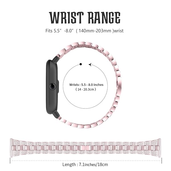 Chofit Chofit Bling Bands for Amazfit GTS GTS2 GTS 2 mini Women's Rhinestone Metal Bracelet Replacement Wristband for Bip Smartwatch - View 8 of 8