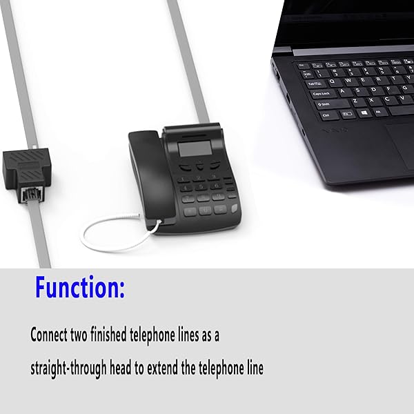 SinLoon SinLoon RJ11 Phone Jack Splitter 6P6C Inline Coupler Adapter for Landline and Fax Machine 1 to 2 Female Connections - View 5 of 8