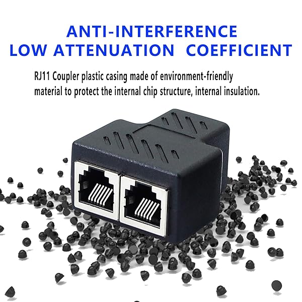 SinLoon SinLoon RJ11 Phone Jack Splitter 6P6C Inline Coupler Adapter for Landline and Fax Machine 1 to 2 Female Connections - View 6 of 8