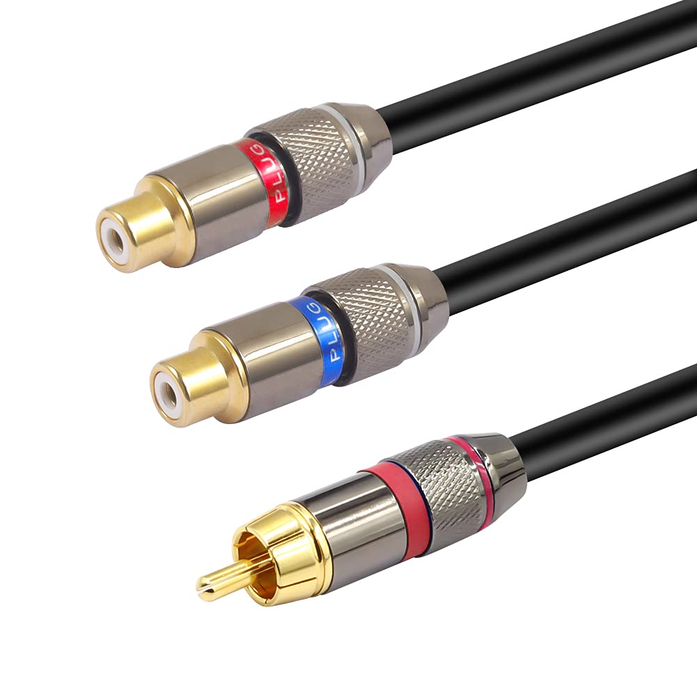 YABEDA YABEDA RCA Y Splitter Cable Gold Plated Dual RCA Female to Male Stereo Audio Adapter 1 Male to 2 Female 1.6feet 50cm - View 2 of 7