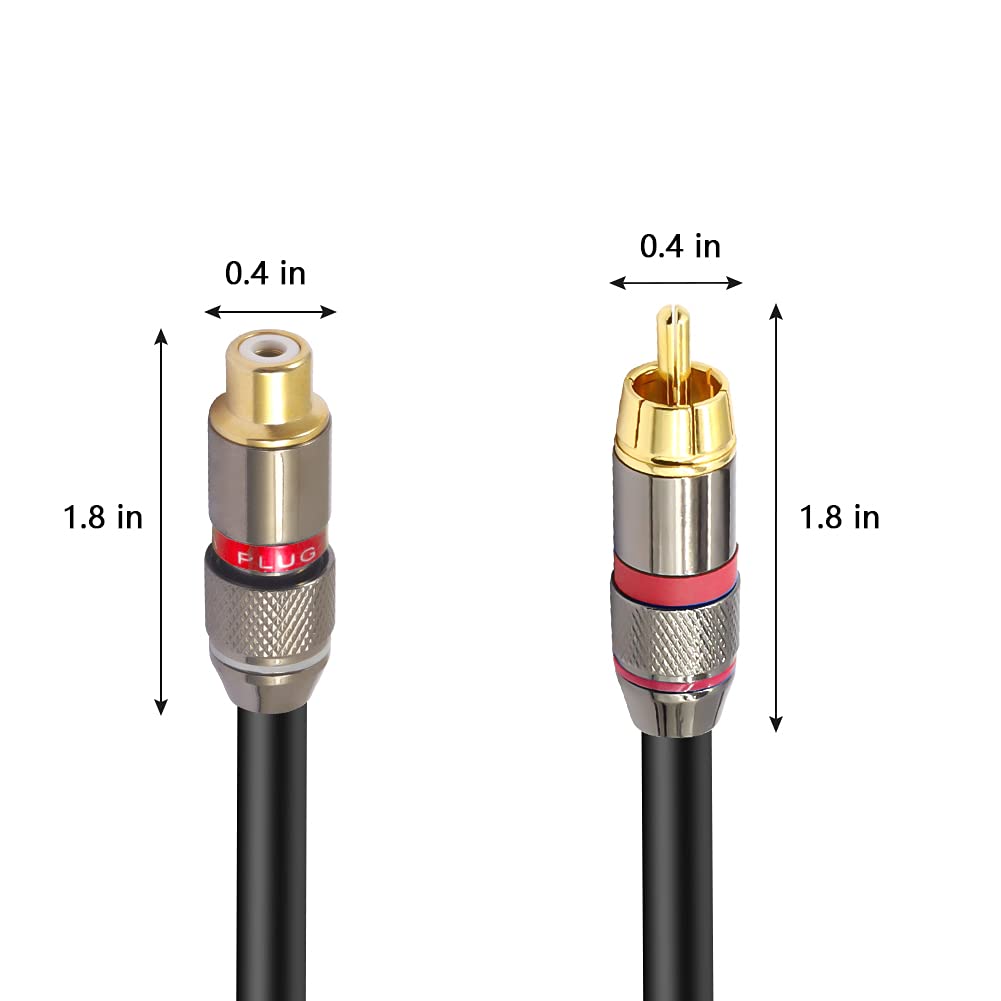YABEDA YABEDA RCA Y Splitter Cable Gold Plated Dual RCA Female to Male Stereo Audio Adapter 1 Male to 2 Female 1.6feet 50cm - View 4 of 7
