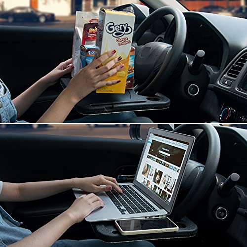 eing Bling Auto Steering Wheel Desk for Laptop and Food Travel Tray Fits Most Vehicles White - View 6 of 9