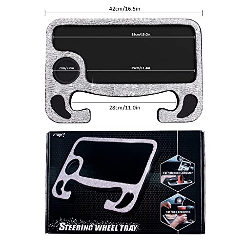 eing Bling Auto Steering Wheel Desk for Laptop and Food Travel Tray Fits Most Vehicles White - View 7 of 9