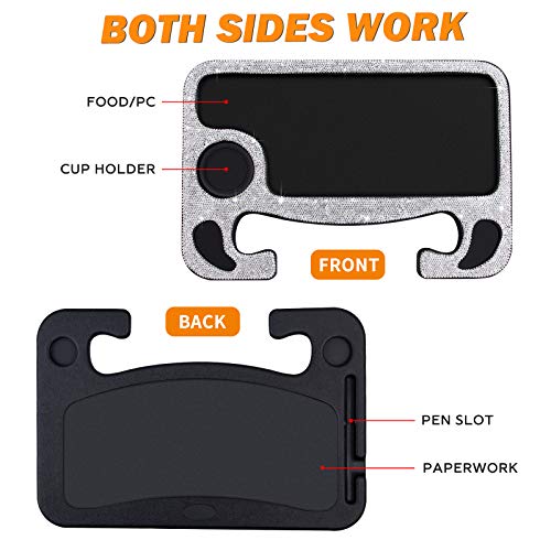 eing Bling Auto Steering Wheel Desk for Laptop and Food Travel Tray Fits Most Vehicles White - View 8 of 9