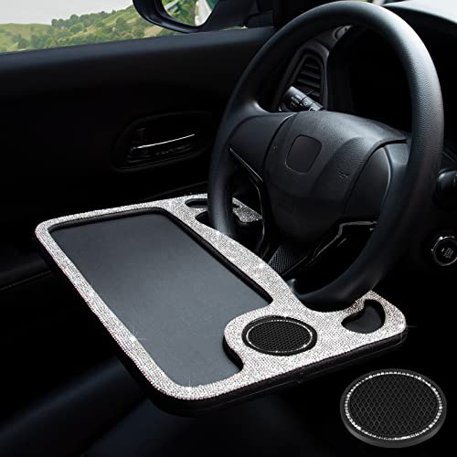 eing Bling Auto Steering Wheel Desk for Laptop and Food Travel Tray Fits Most Vehicles White - View 2 of 9