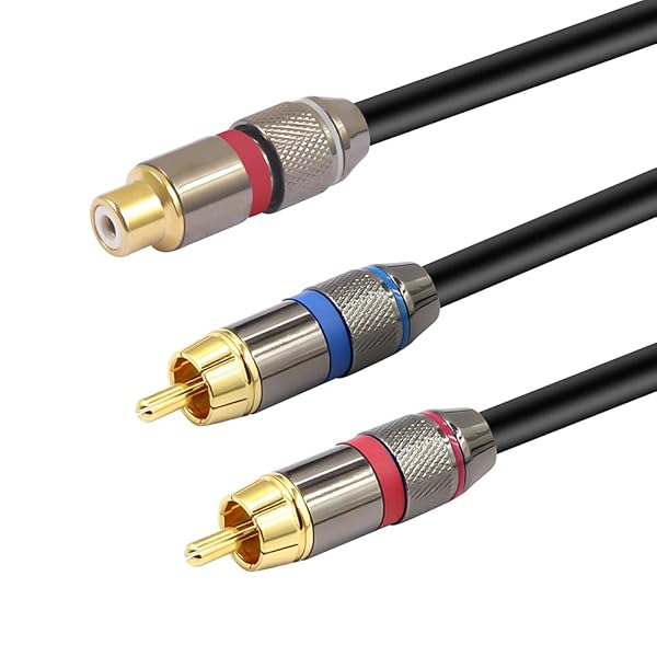 YABEDA YABEDA RCA Female to Dual RCA Male Y Splitter Cable Gold Plated 1 Female to 2 Male Stereo Audio Adapter 1.6feet 50cm - View 3 of 8