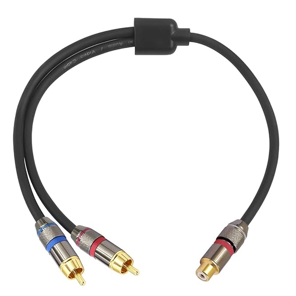 YABEDA YABEDA RCA Female to Dual RCA Male Y Splitter Cable Gold Plated 1 Female to 2 Male Stereo Audio Adapter 1.6feet 50cm - View 2 of 8