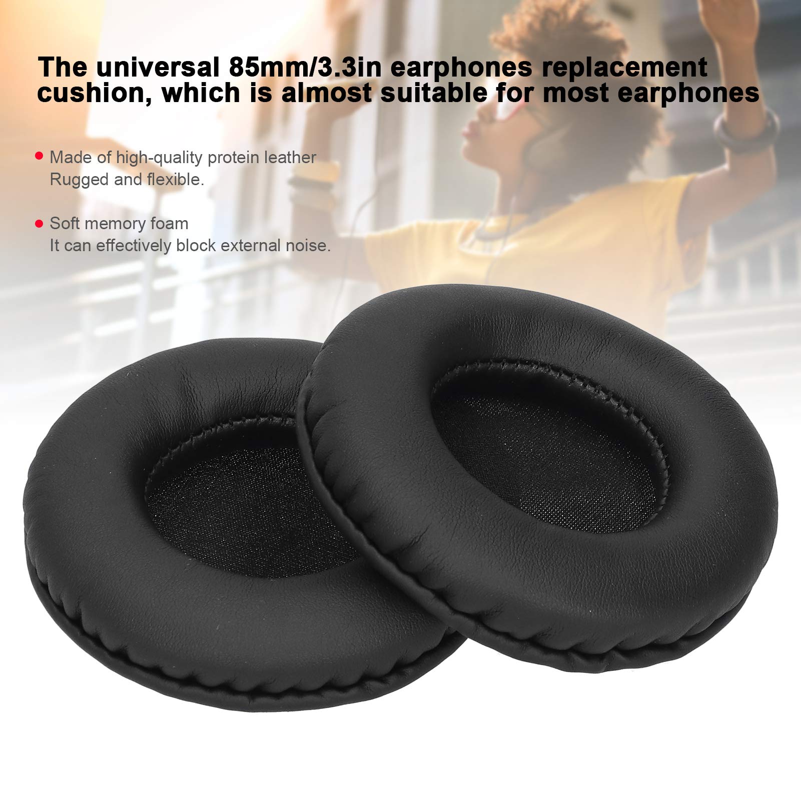 Universal 85MM Headset Earpad Replacement Ear Cushions Black Flexible Headphone Ear Pads Covers - View 2 of 9