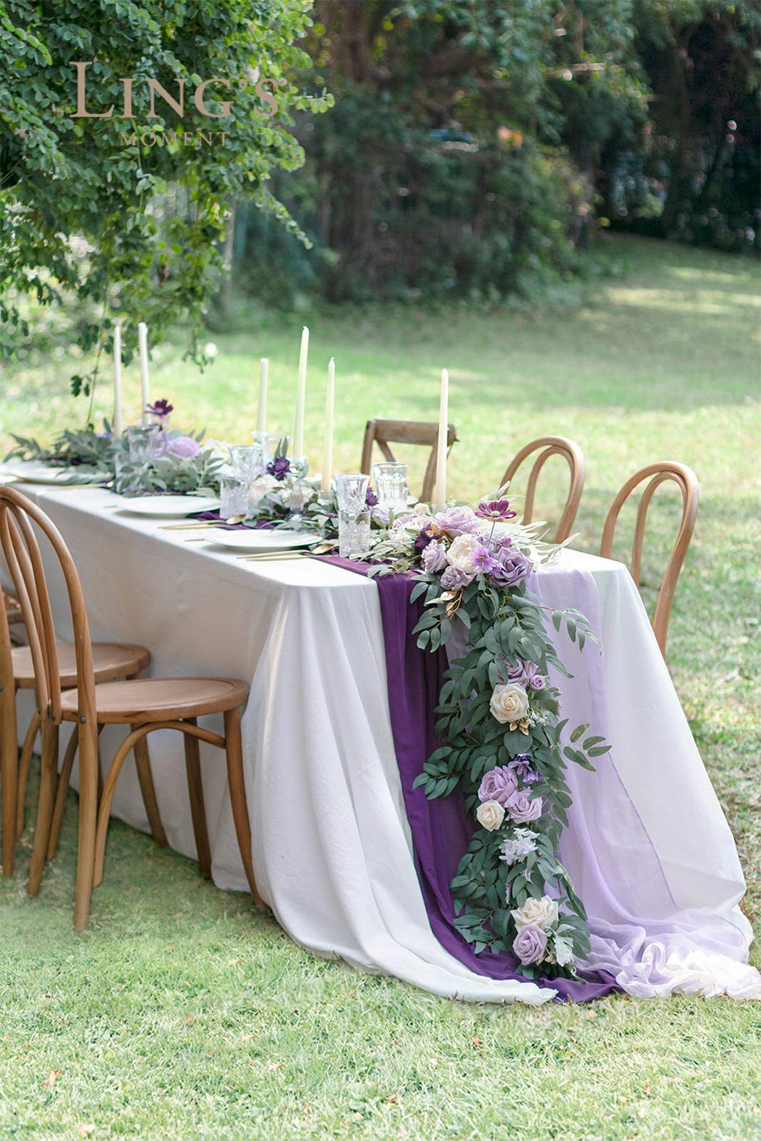 Ling's Moment 6FT Eucalyptus and Rose Flower Garland for Wedding Reception and Holiday Decor - View 7 of 9