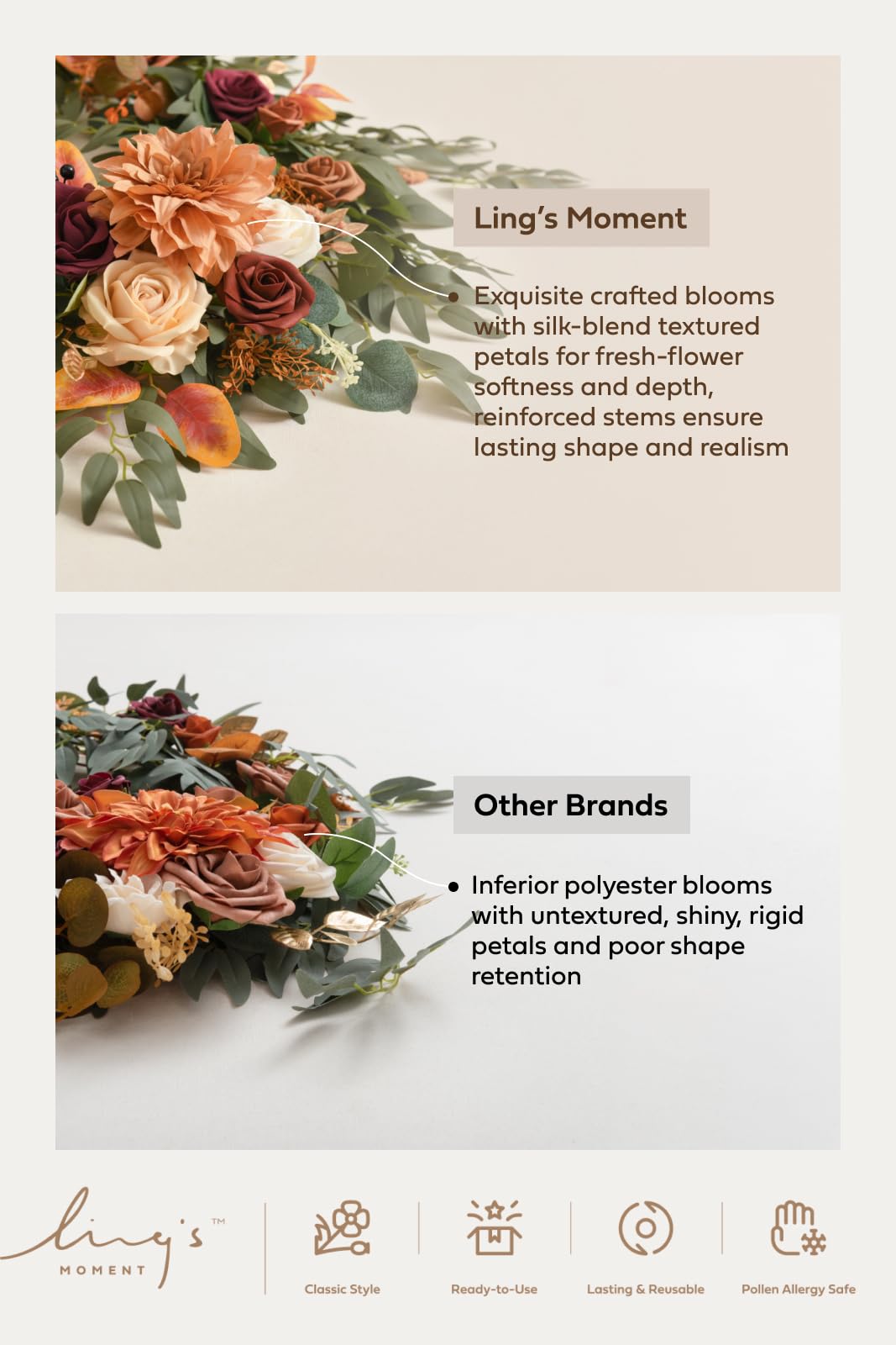 Ling's Moment 6FT Eucalyptus and Rose Flower Garland for Wedding Reception and Holiday Decor - View 9 of 9