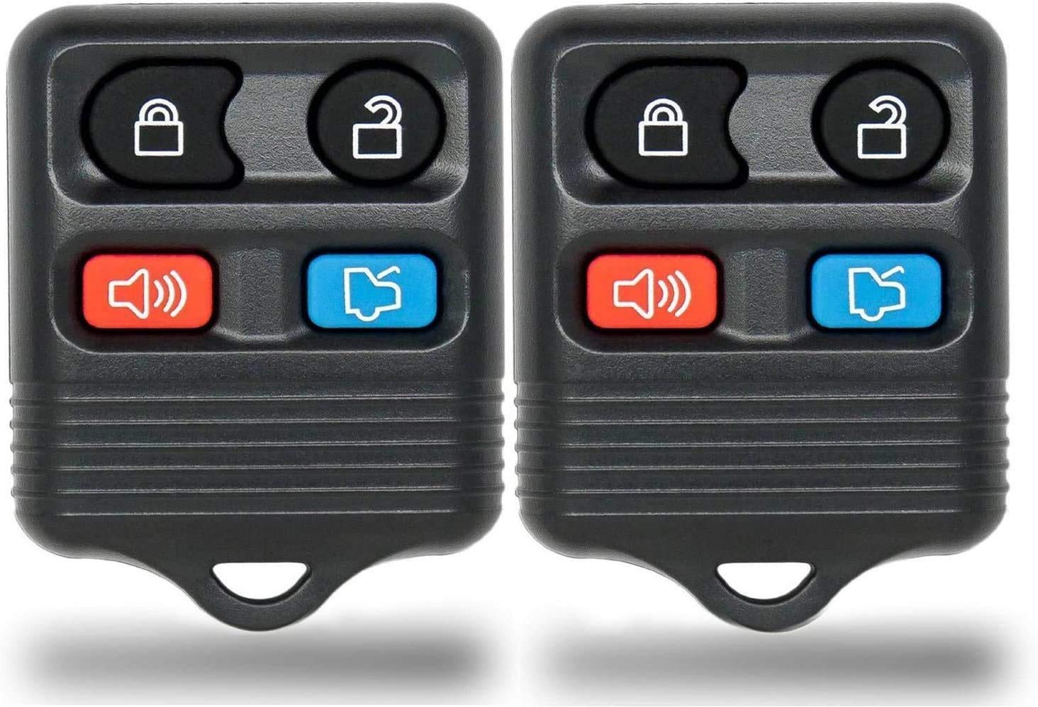 2 Pack Keyless Entry 4 Button Remote Car Key Fob Compatible with Ford Mustang Expedition Explorer Focus Fusion Taurus Lincoln Mercury