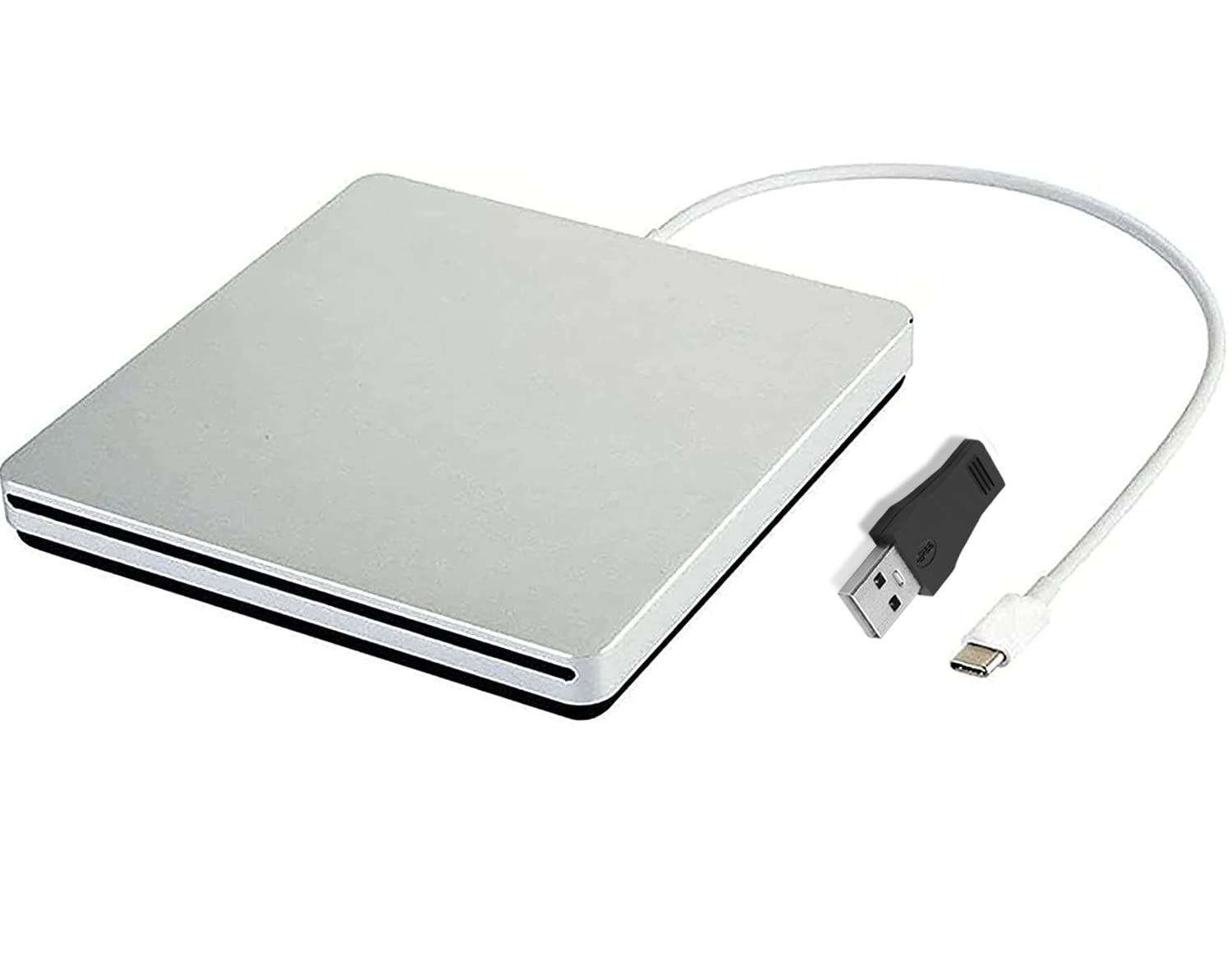 Aouan Aouan Portable Slim External CD DVD Drive Burner USB C for MacBook Pro PC Laptop Windows 7 8 10 Silver