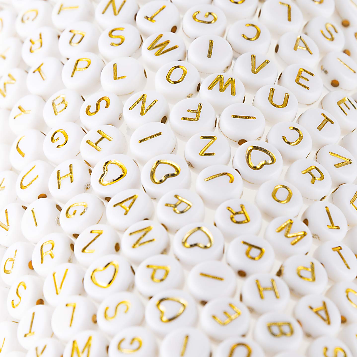 500 Pcs Gold on White Acrylic Alphabet Letter Beads for Jewelry Making Name Bracelets