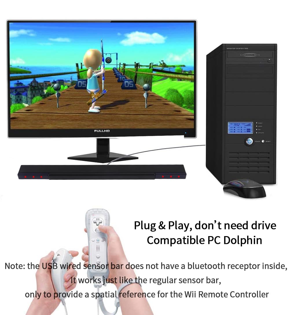 Aokin USB Sensor Bar for Wii Replacement Wired Infrared Ray Sensor Bar for Nintendo Wii and Wii U with Stand Black - View 6 of 8