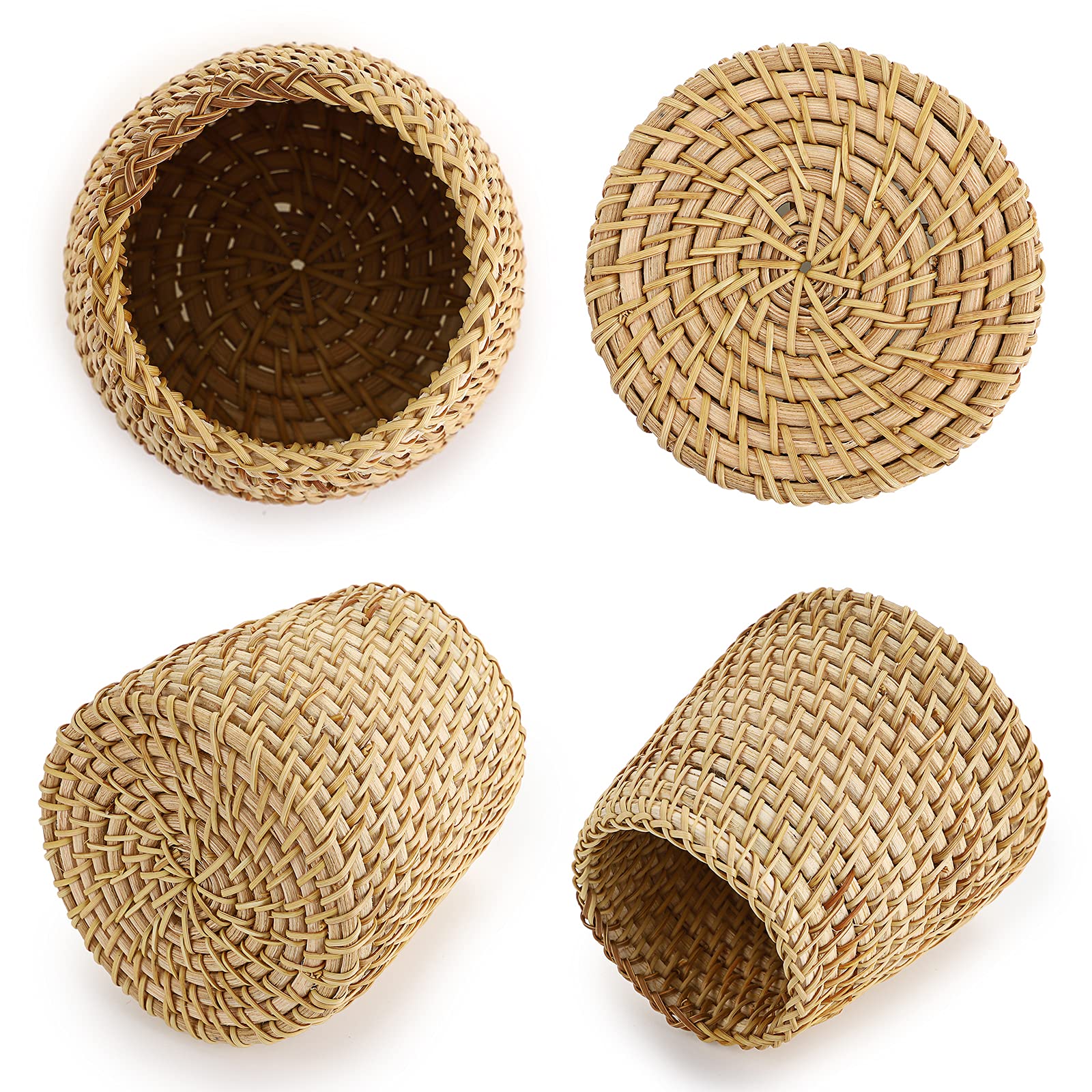 BTSKY Rattan Pen Cup Handmade Desk Pencil Holder Multi Functional Woven Basket Office Home Desktop Organizer Cone - View 3 of 7