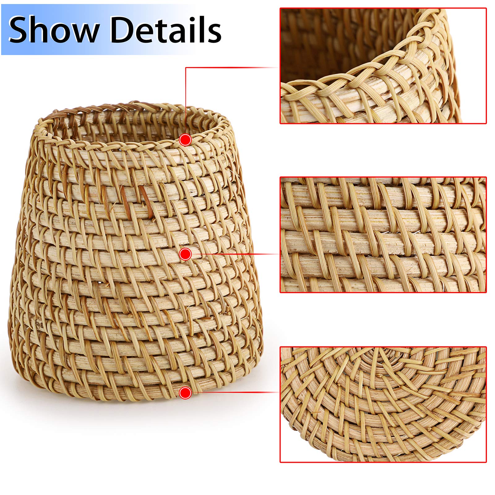 BTSKY Rattan Pen Cup Handmade Desk Pencil Holder Multi Functional Woven Basket Office Home Desktop Organizer Cone - View 5 of 7