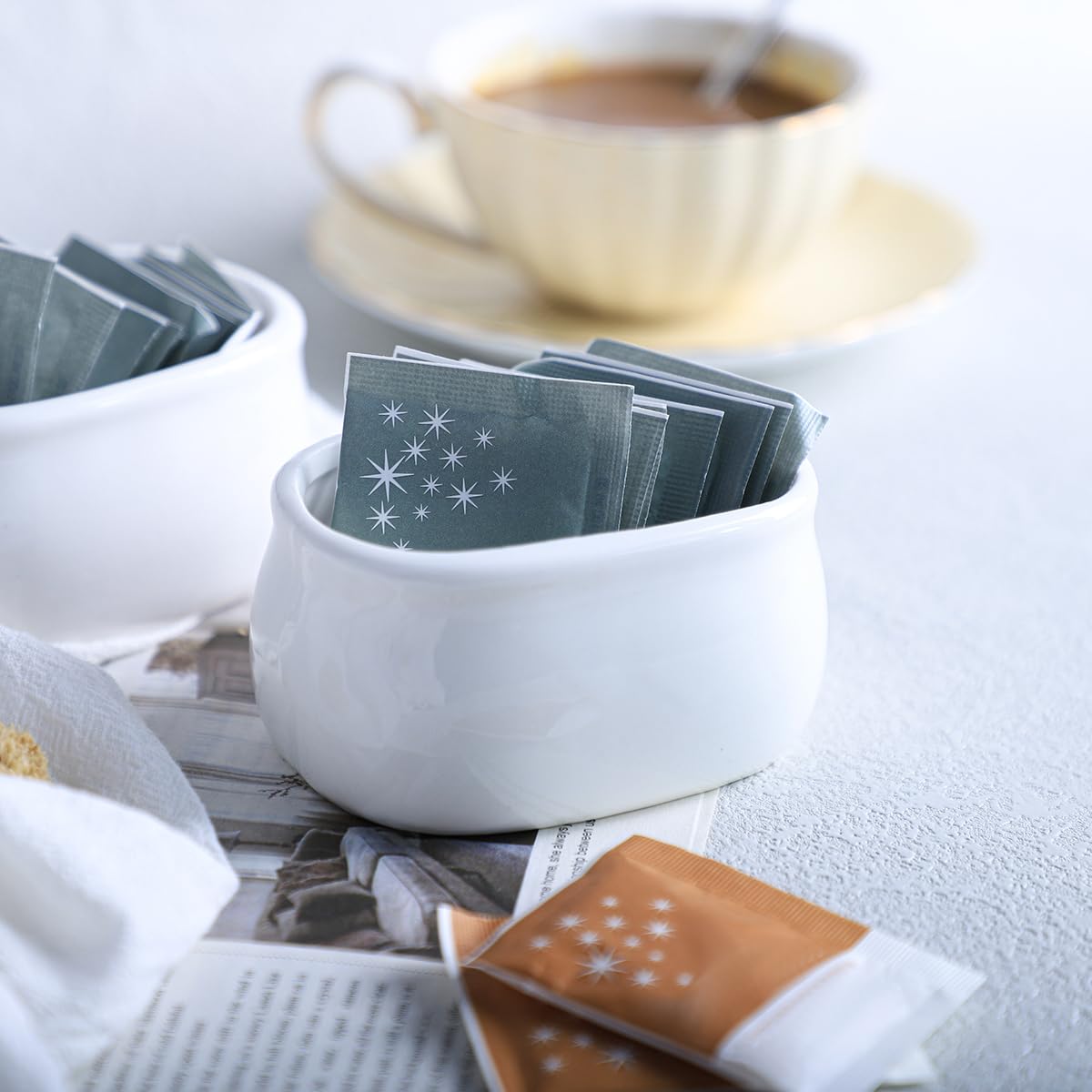 Sizikato Pure White Porcelain Sugar Packet Holder and Tea Bag Bowl 3.7 Inches Ideal for Home and Office Use - View 4 of 7
