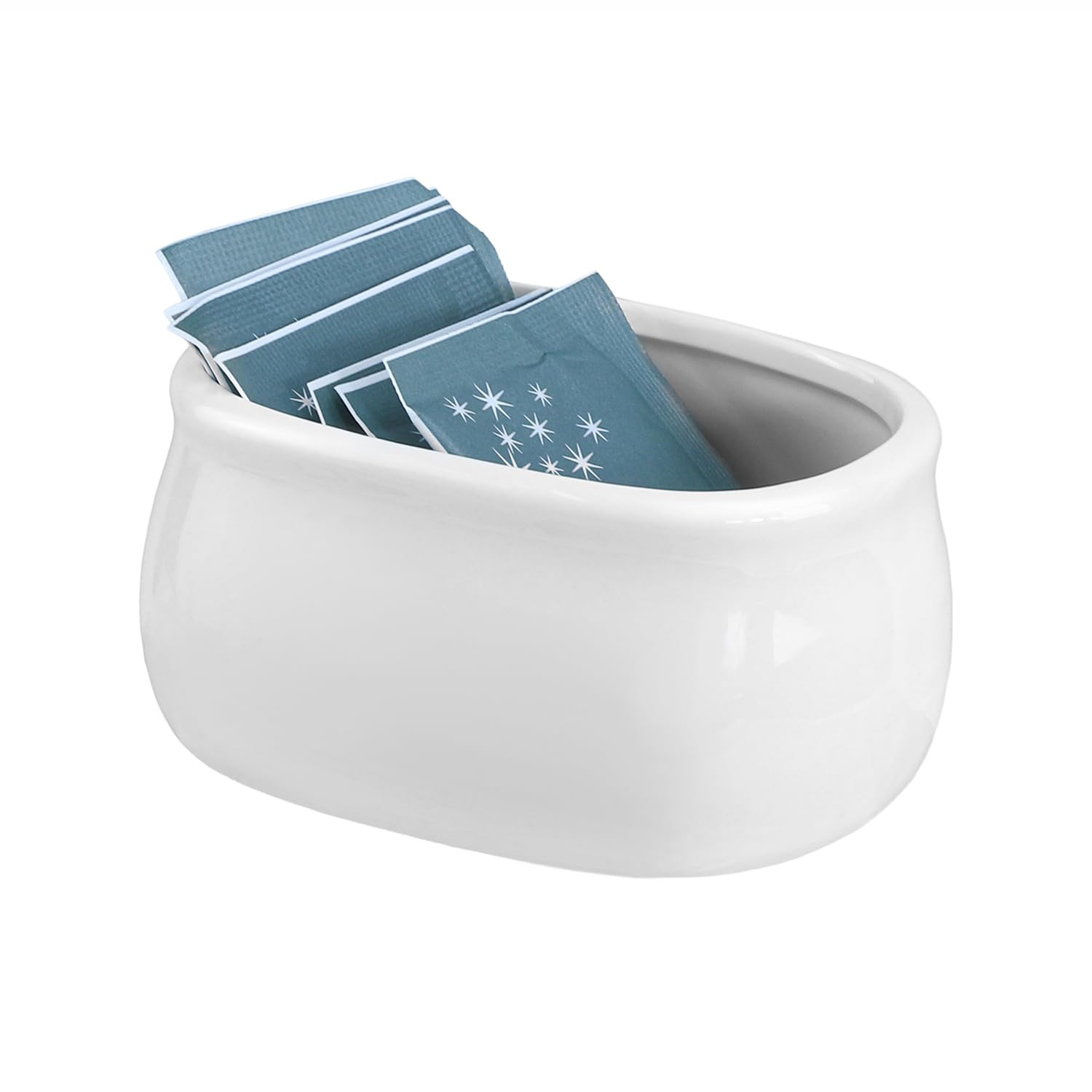 Sizikato Pure White Porcelain Sugar Packet Holder and Tea Bag Bowl 3.7 Inches Ideal for Home and Office Use