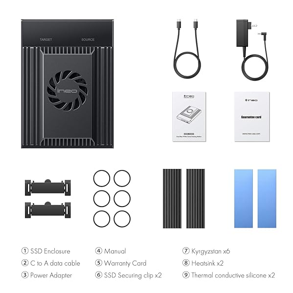 ineo ineo Dual-Bay NVMe Clone Docking Station with Cooling Fan for Offline Clone Duplicator 2608 - View 10 of 10