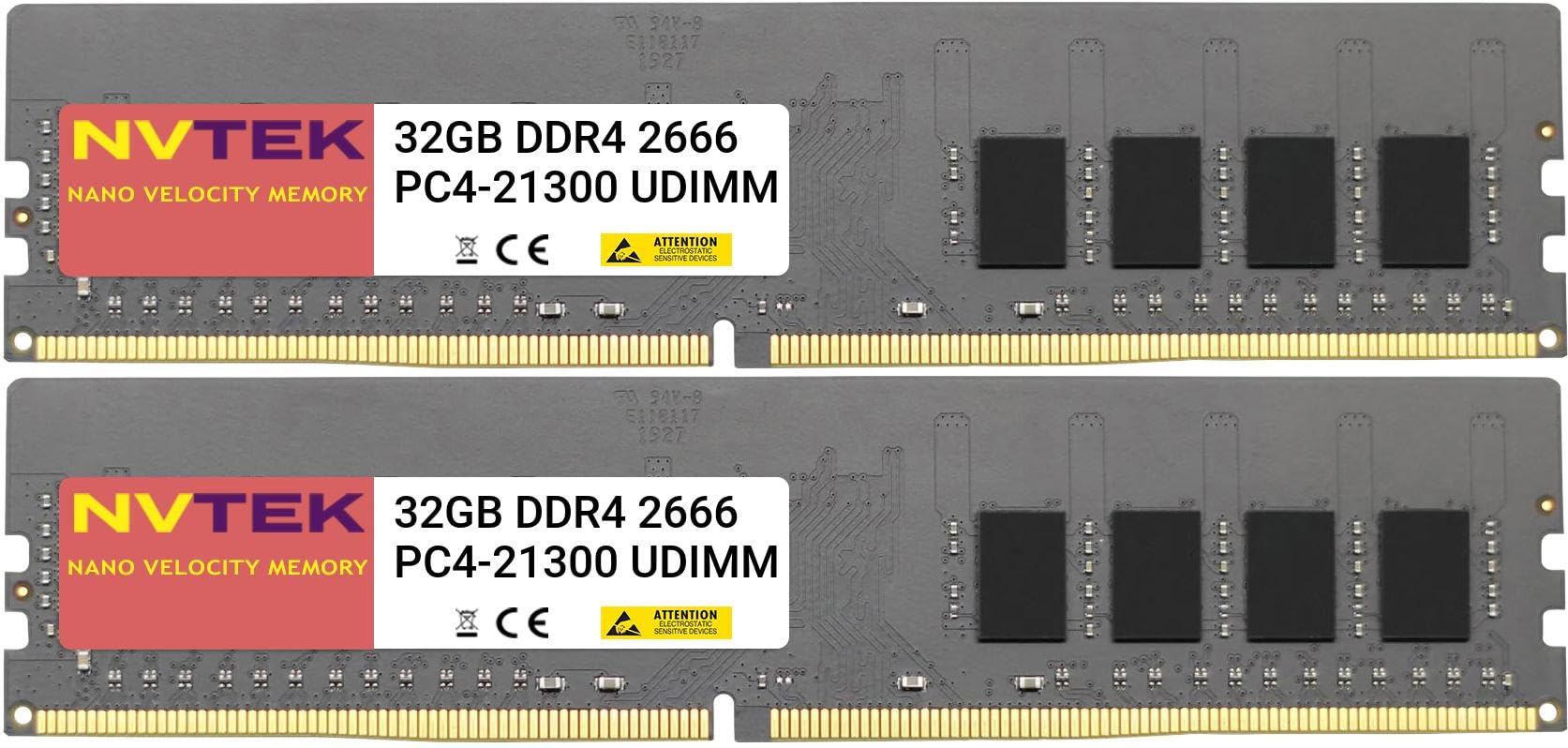 NVTEK 64GB DDR4 2666MHZ PC4-21300 UDIMM Desktop Memory Kit 2X32GB Non-ECC Unbuffered 288-PIN CL19