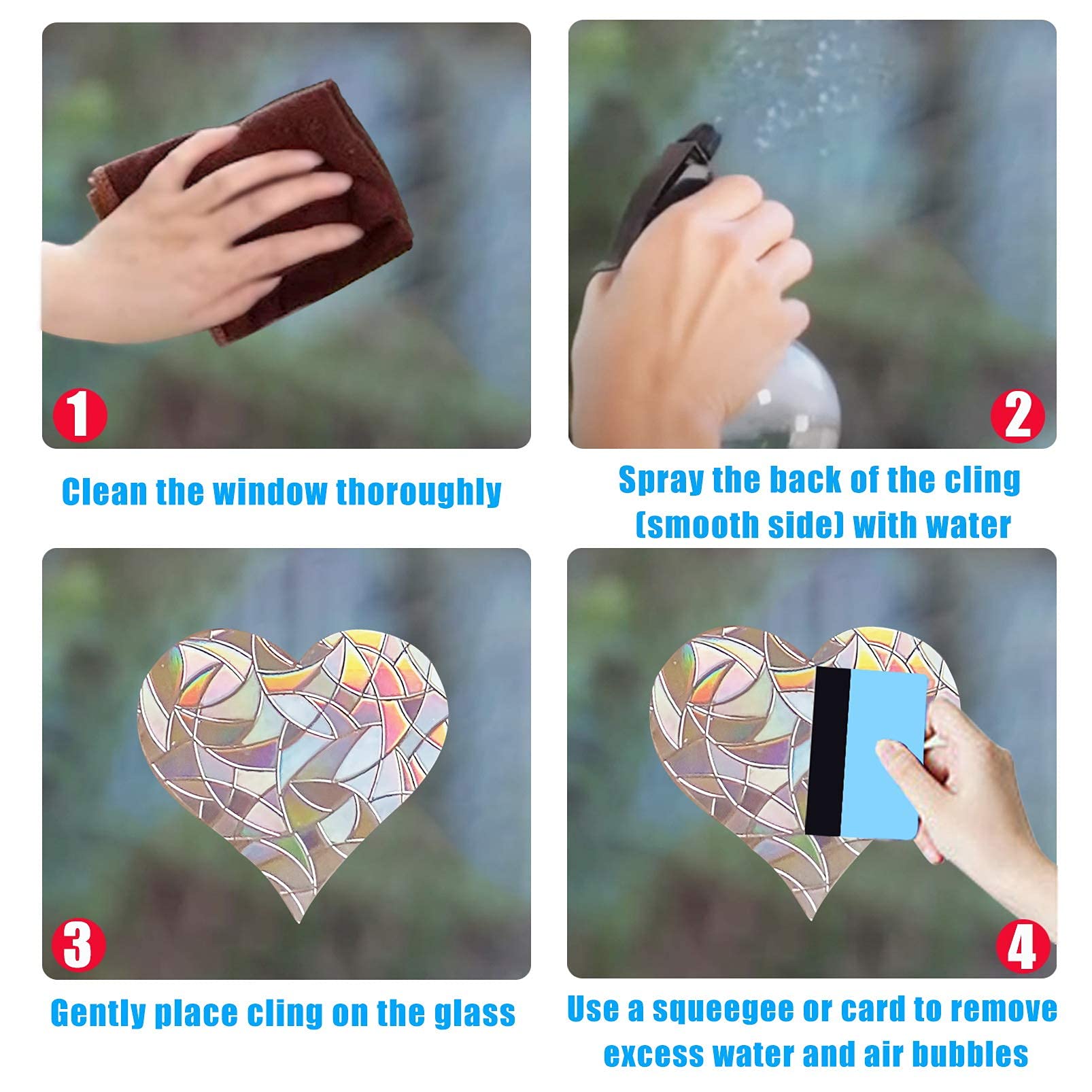 STICKERGURU 16 Pieces Hexagon Bee Window Clings Anti Collision Decals Save Birds Non Adhesive Prismatic Vinyl Rainbow Stickers Bright - View 6 of 7