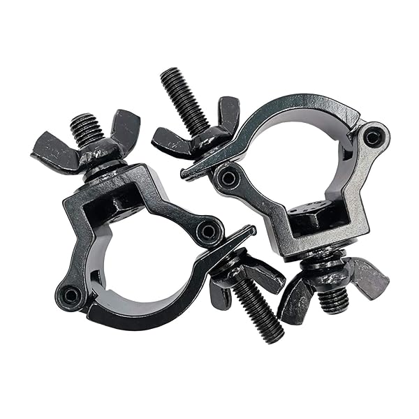 Douzime "Heavy Duty DJ Lighting Clamps 1-1/4" to 1-3/8" - 2 Pcs Aluminum Alloy for Stage Lights, 165 Lbs Capacity, Fits 32-35mm Pipe"