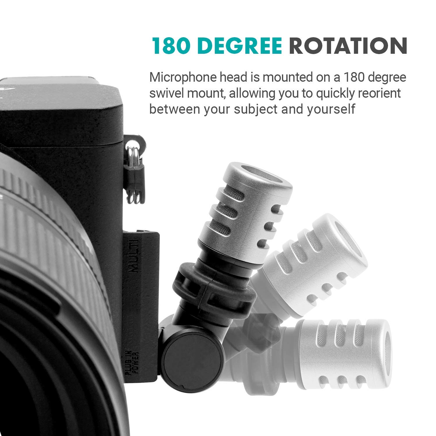 Movo MA5CA Mini Microphone for Camera Compact 3.5mm TRS Mic with 180 Degree Rotation Ideal for Travel Vlogs and Street Videography - View 4 of 7