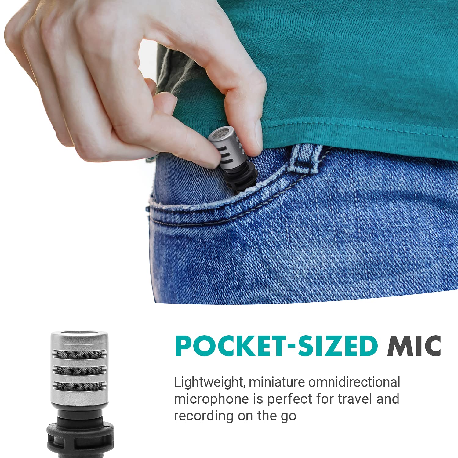 Movo Movo MA5U Pocket Audio Microphone with Omnidirectional Pickup and 3.5mm TRS Port for PC and Mac Compatibility - View 2 of 7