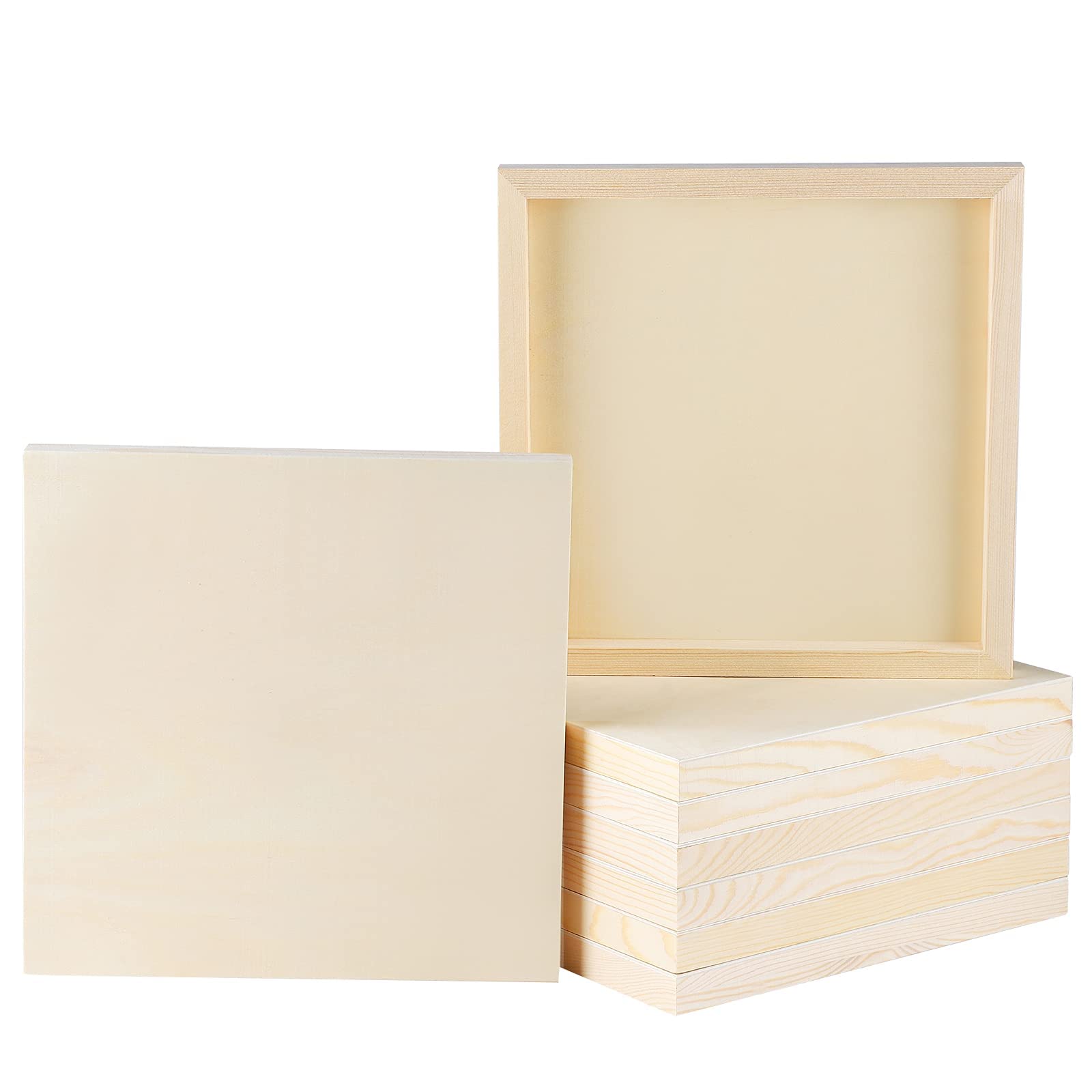 ADXCO 8 Pack Unfinished Wood Panels 10x10 Inch Ideal for Painting Pouring and Arts with Oils and Acrylics