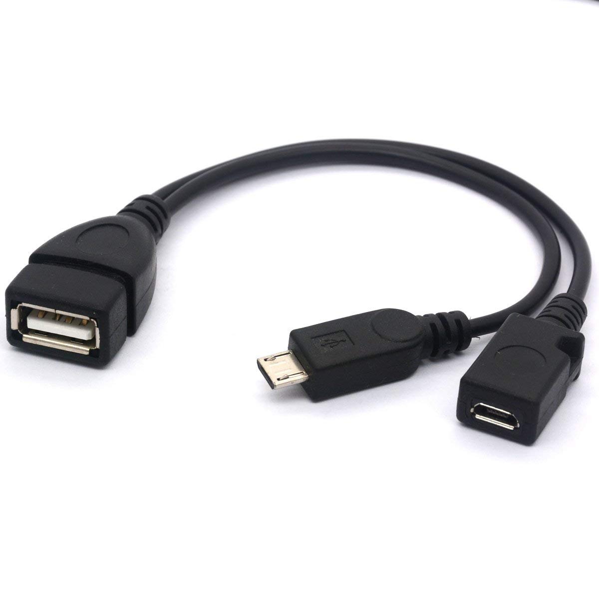 BSHTU Micro USB Splitter Cable OTG Power Enhancer USB 2.0 A Female to Micro USB Male Adapter for Charging and Data Transfer
