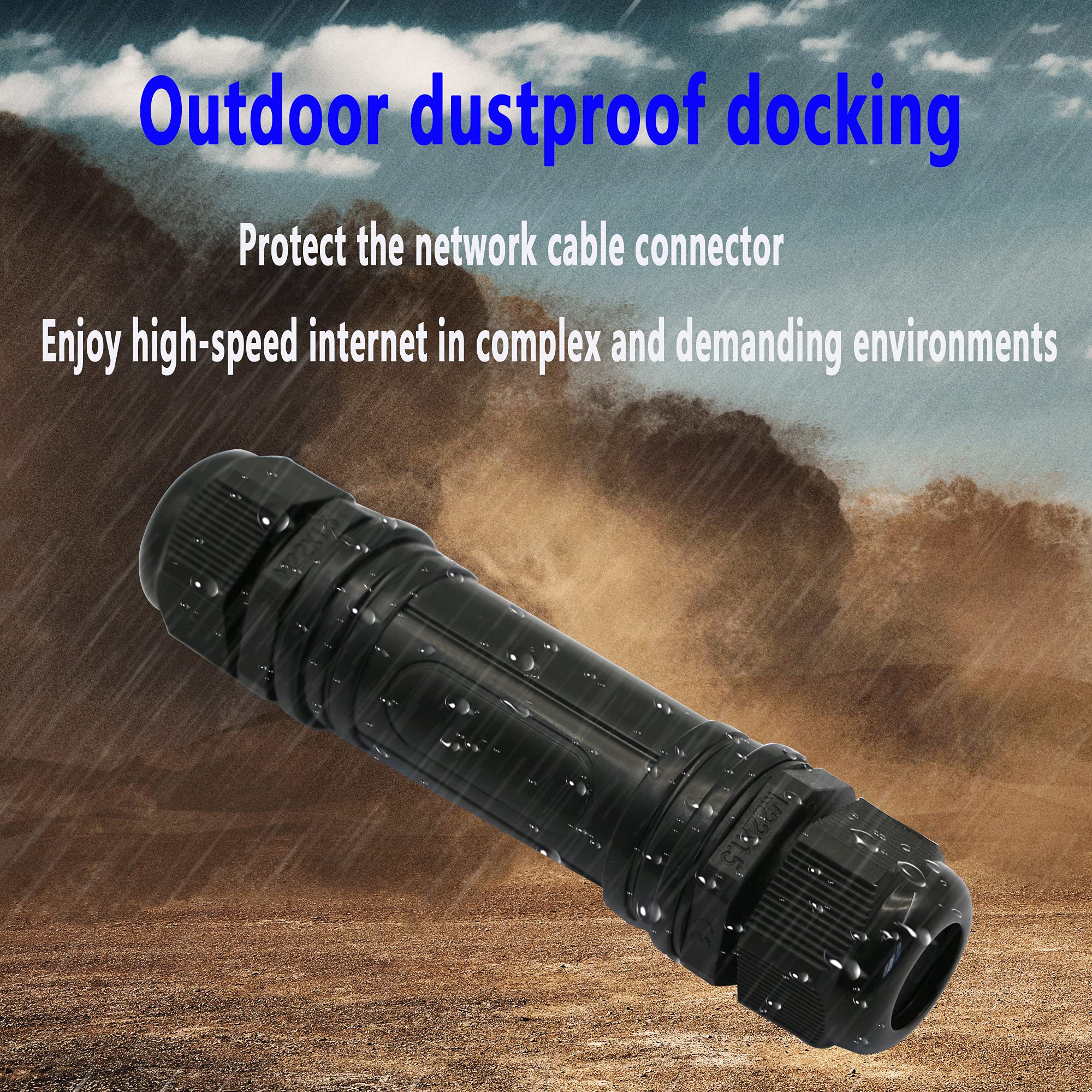 SinLoon SinLoon RJ45 Waterproof Connector IP67 Ethernet Cable Coupler for Outdoor Use CAT6 CAT5E CAT5 Compatible 2 Pack - View 2 of 7