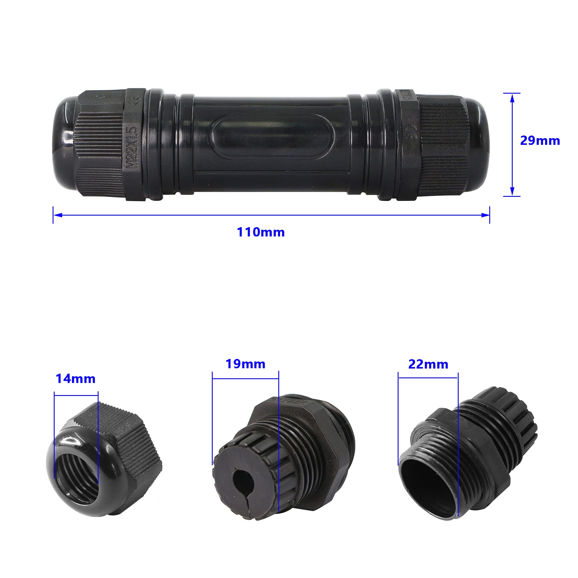 SinLoon SinLoon RJ45 Waterproof Connector IP67 Ethernet Cable Coupler for Outdoor Use CAT6 CAT5E CAT5 Compatible 2 Pack - View 4 of 7