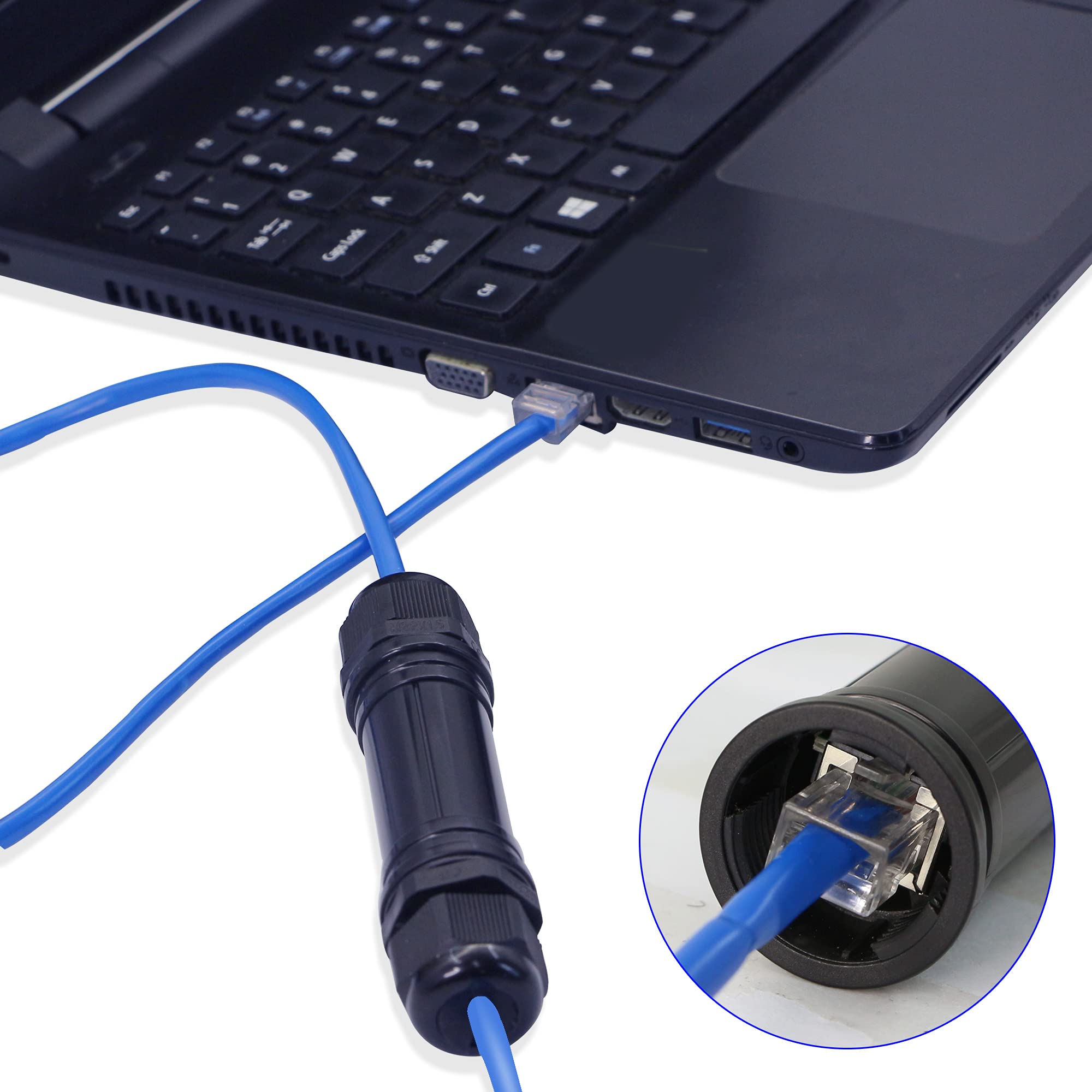 SinLoon SinLoon RJ45 Waterproof Connector IP67 Ethernet Cable Coupler for Outdoor Use CAT6 CAT5E CAT5 Compatible 2 Pack - View 7 of 7