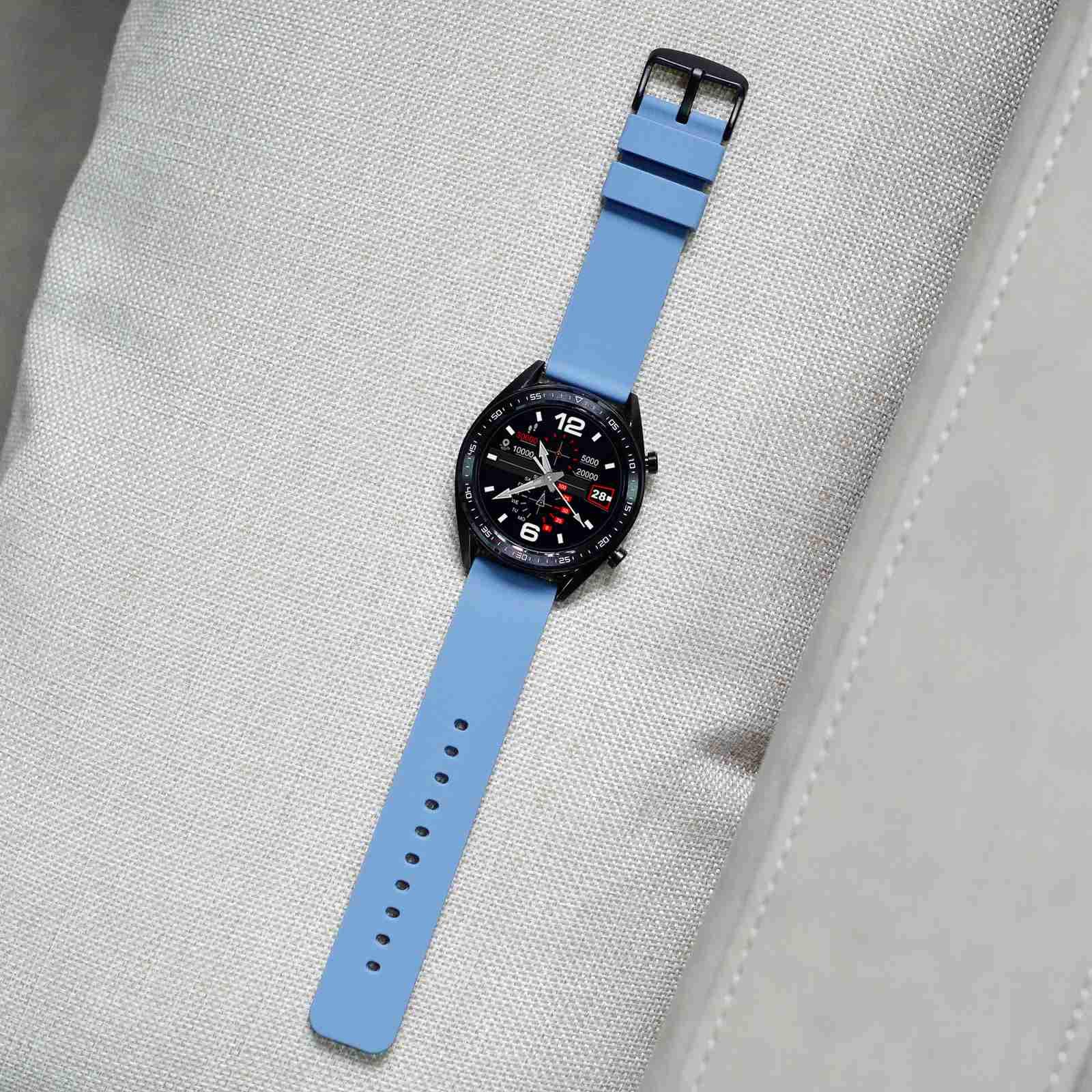 WOCCI 18mm Silicone Watch Band Soft Rubber Replacement Strap with Rose Gold Buckle Quick Release Harbor Blue - View 5 of 8