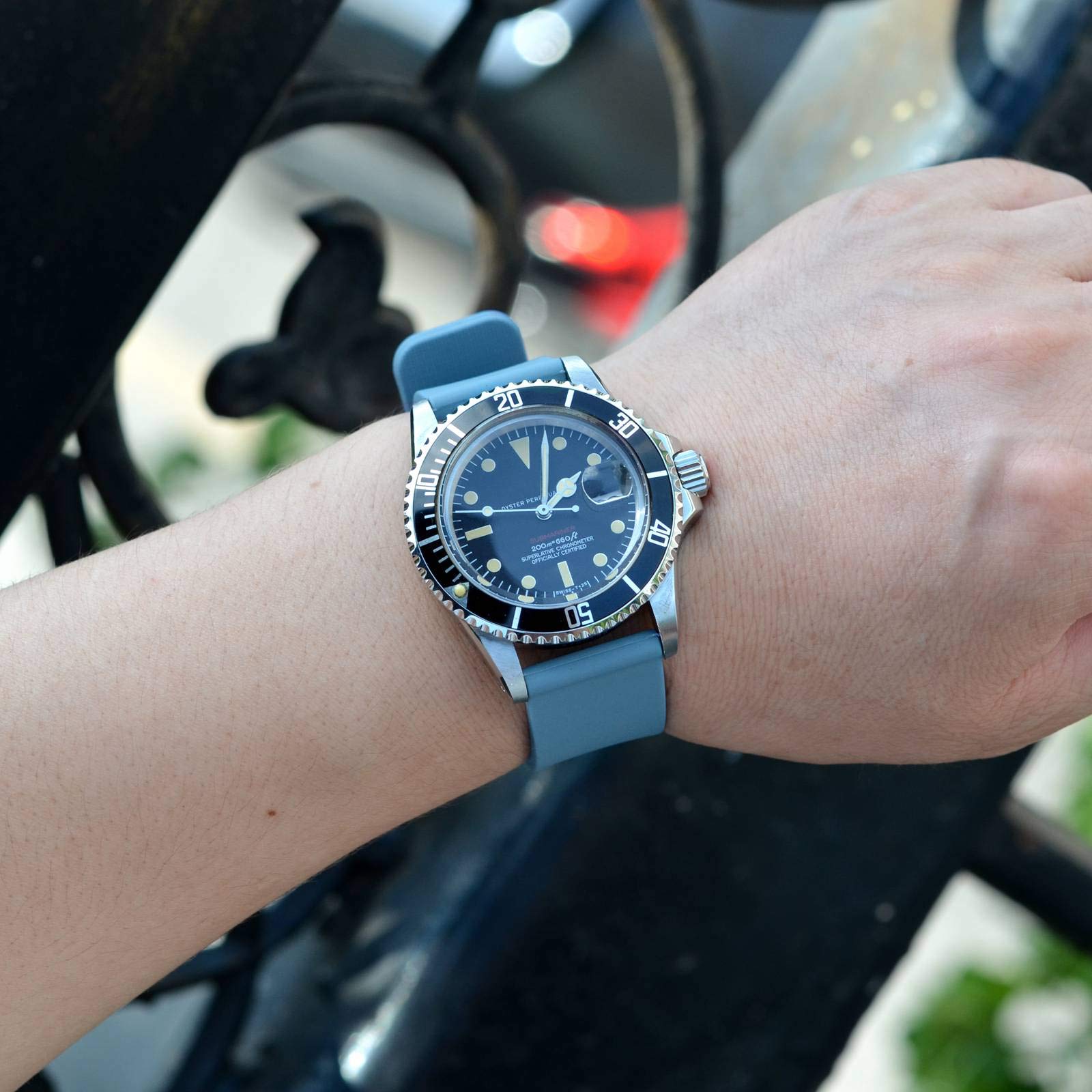 WOCCI 18mm Silicone Watch Band Soft Rubber Replacement Strap with Rose Gold Buckle Quick Release Harbor Blue - View 6 of 8