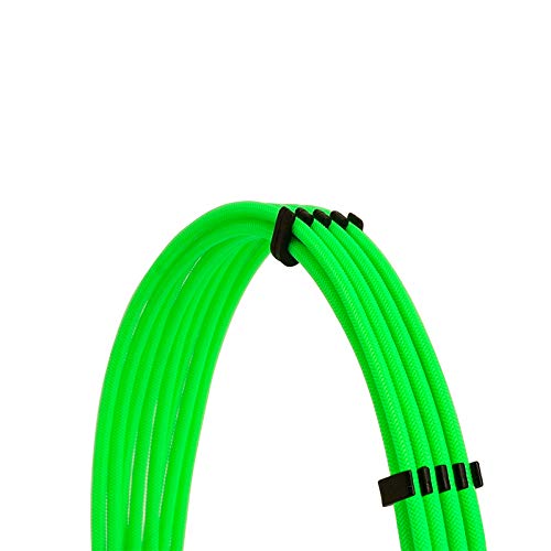 FormulaMod Sleeve Extension Power Supply Cable Kit 18AWG EPS 8-P and PCI 8-P with Cable Combs for PSU to Motherboard and GPU Green - View 6 of 7