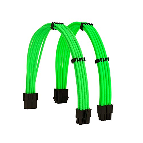 FormulaMod Sleeve Extension Power Supply Cable Kit 18AWG EPS 8-P and PCI 8-P with Cable Combs for PSU to Motherboard and GPU Green