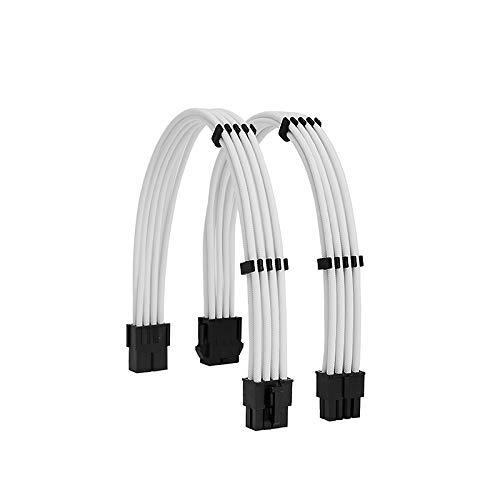 Formulamod Sleeve Extension Power Supply Cable Kit 18AWG EPS 8-P and PCI 8-P with Cable Combs for PSU to Motherboard and GPU White