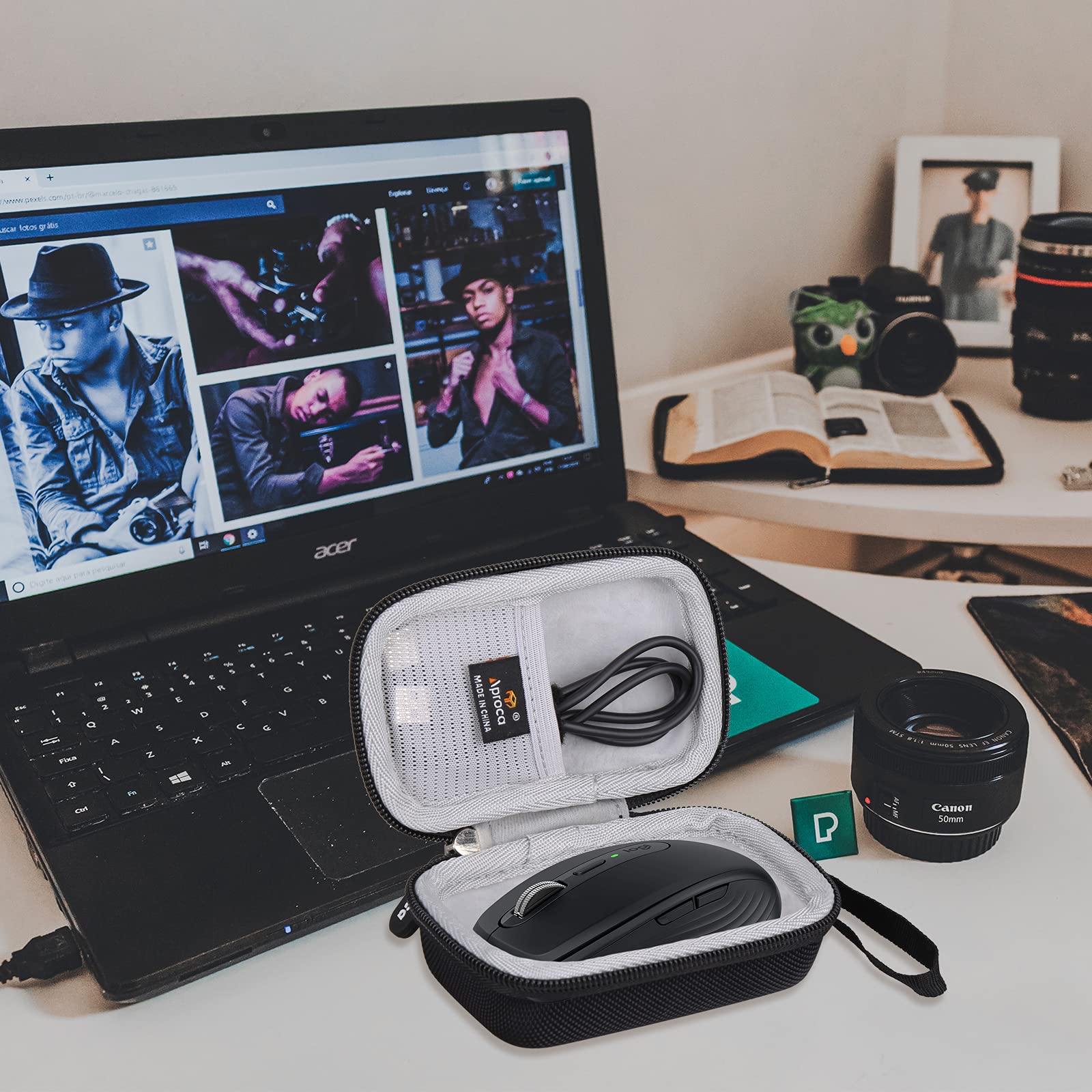 Aproca Black Portable Hard Storage Case for Logitech MX Anywhere 3S MX Anywhere 3 Anywhere 2 Compact Performance Mouse - View 5 of 8