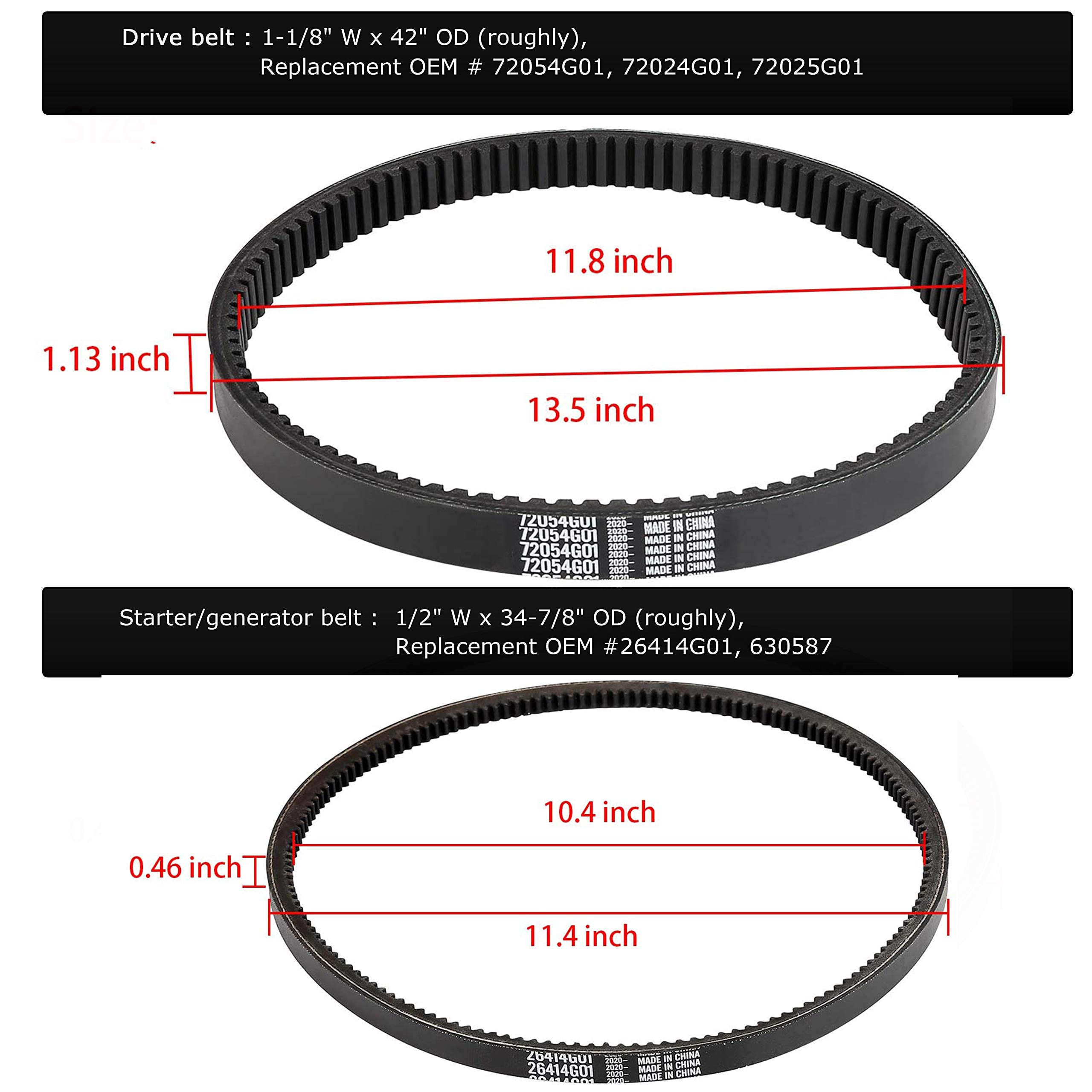 Roykaw Golf Cart Clutch Drive Belt and Starter Generator Belt Kit for EZGO TXT Medalist 1994-2013 with Robin Engine 4 Cycle Gas - View 5 of 7