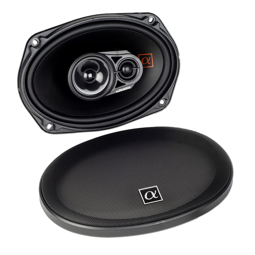 Alphasonik Alphasonik NS693 Neuron Series 6x9 Car Audio Speakers 420 Watts Max 3-Way Full-Range with PEI Dome Tweeter and Grilles Included - View 2 of 7